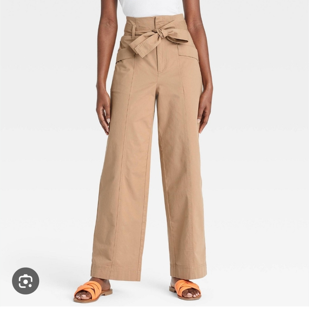 A New Day Womens Stretch Wide Leg Belted Pants Size 4 Worn Once